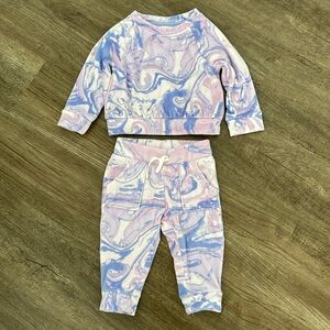 Cat & Jack Baby Girl Matching Velour Tie Dye Sweatsuit Size 12M